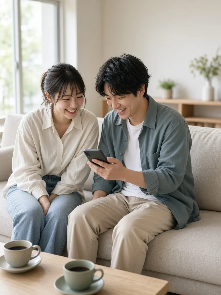 スマホを見ながら話すメンバー